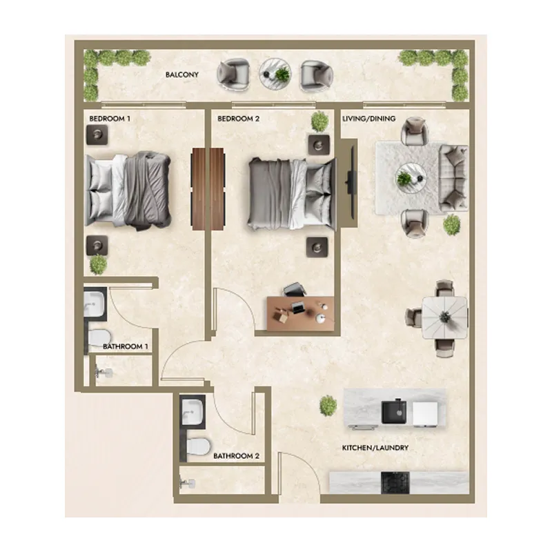 Greenfield Living — планировка 2BR_un1