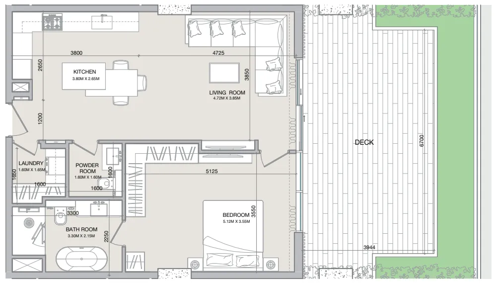 Isolana Residences — планировка 1BR Type 102