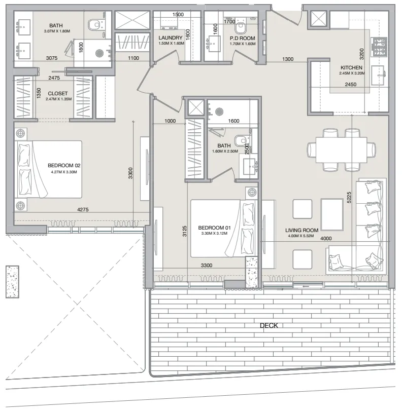 Isolana Residences — планировка 2 BR Type H