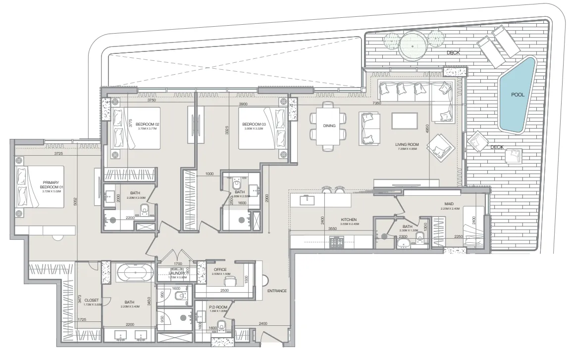 Isolana Residences — планировка 3 BR Type B