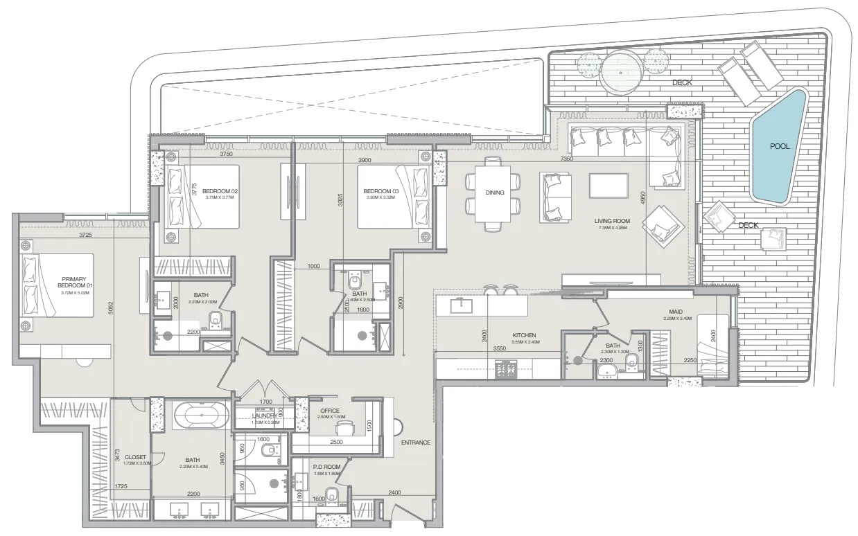 Isolana Residences — планировка 3 BR Type E