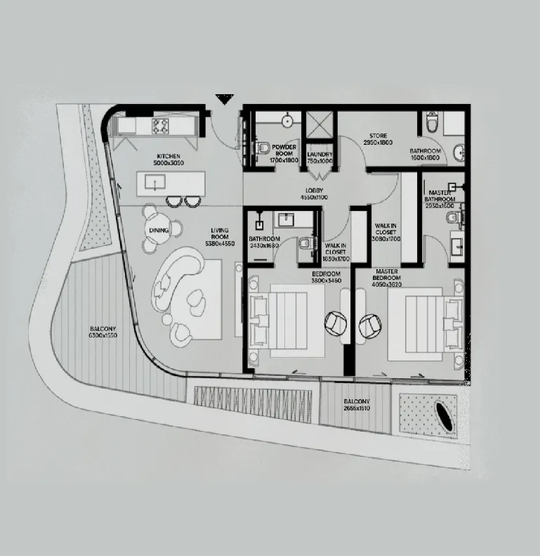 Lia by Avenew Development — планировка 2 BR Type 04
