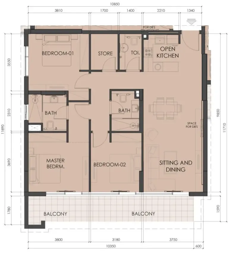 Living Legends Phase 5 — планировка 3 BR Type A