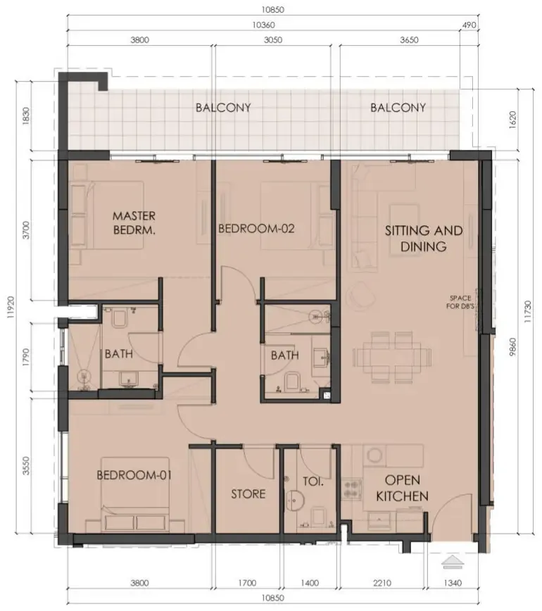 Living Legends Phase 5 — планировка 3 BR Type B