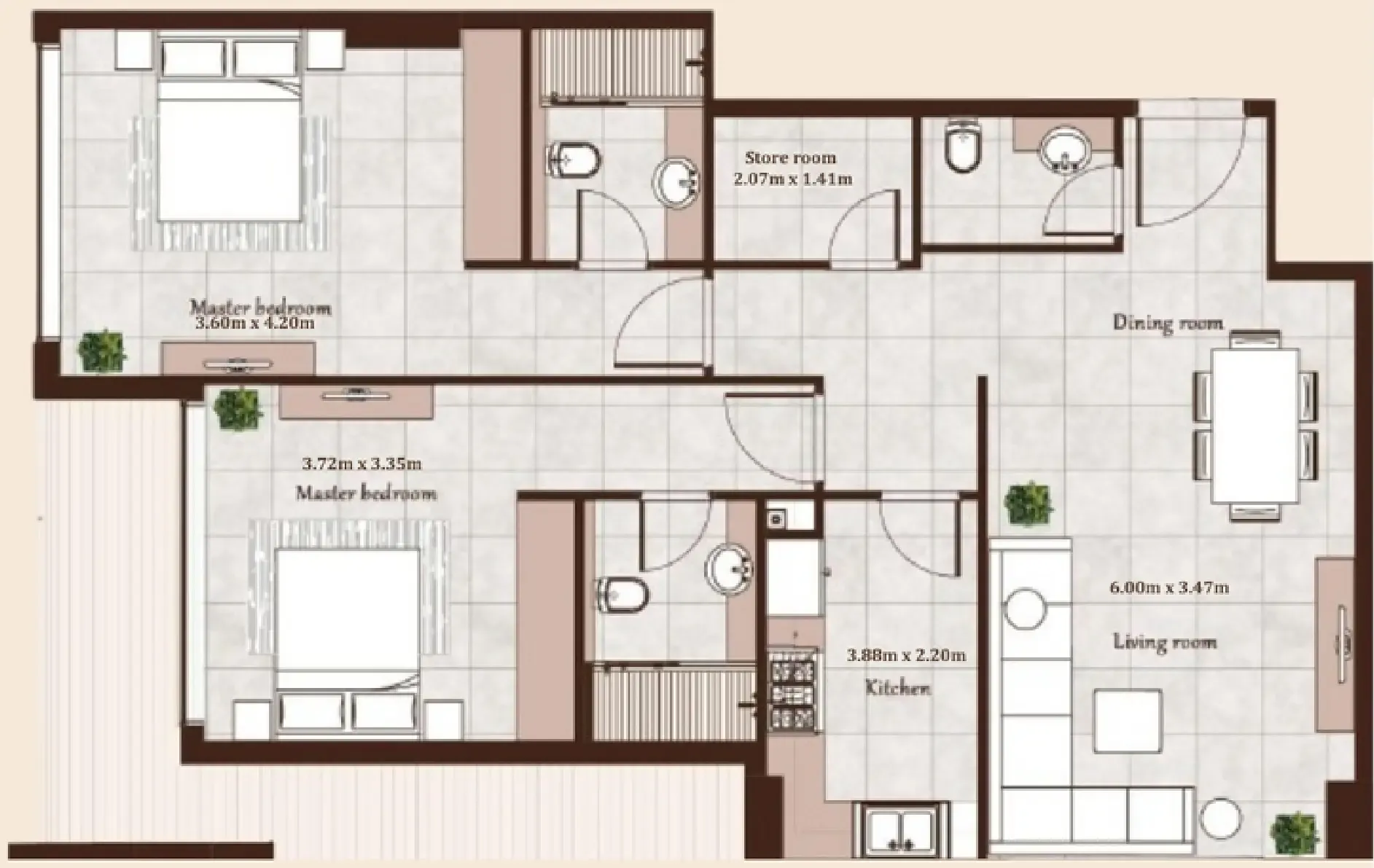 Maison Cannelle Residence — планировка 2 BR Type Q