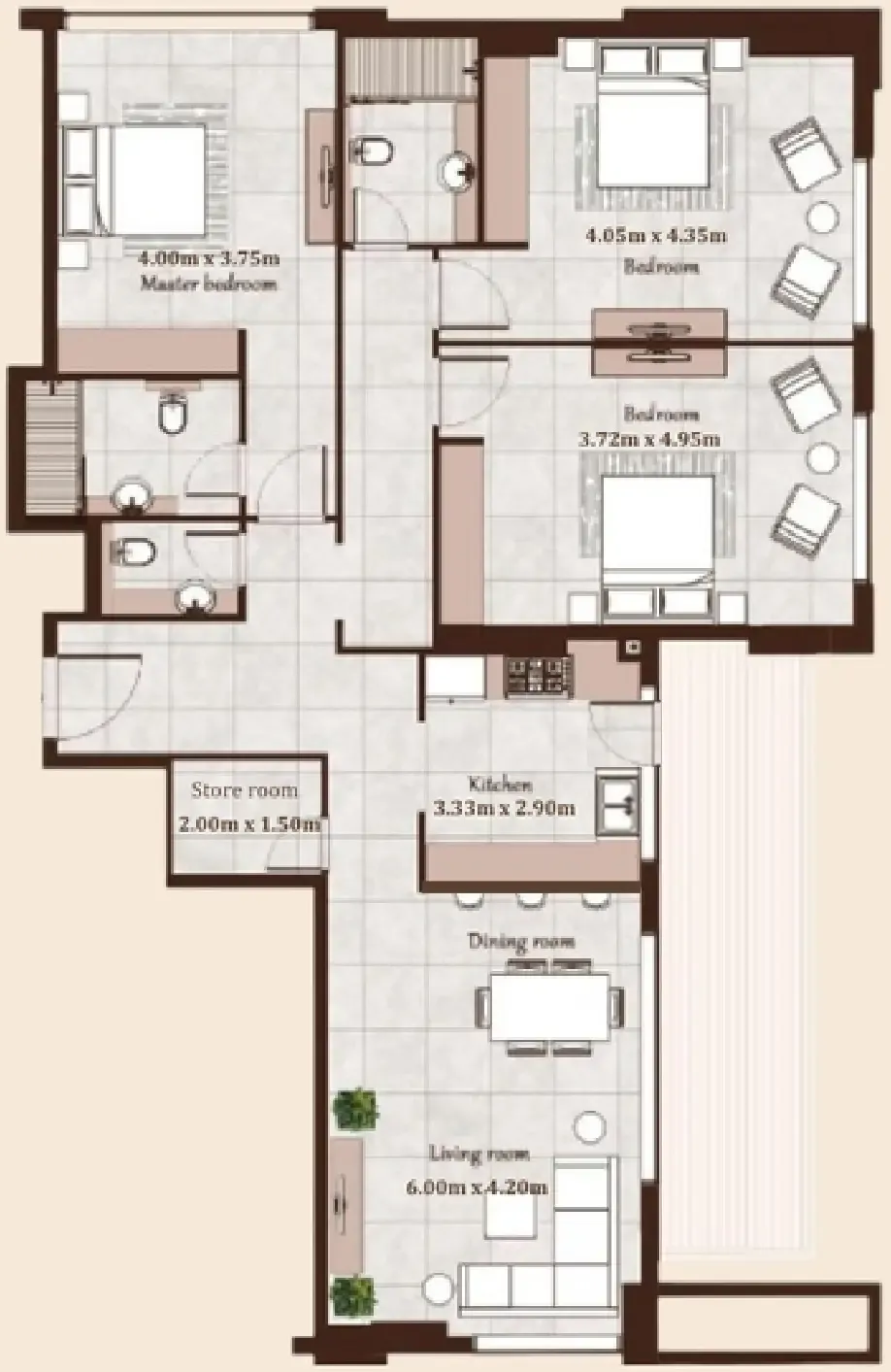 Maison Cannelle Residence — планировка 3 BR Type A