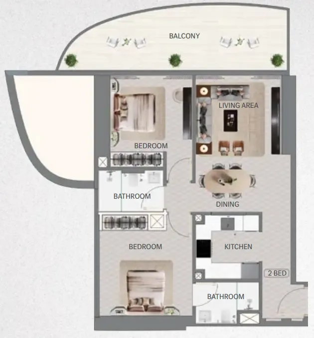 Maybach 6 — планировка 2 BR Type AT