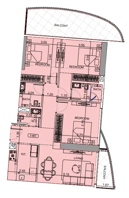 Maybach 6 — планировка 3 BR Type D