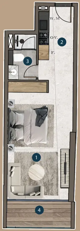 Mi Casa — планировка 0 BR Type C