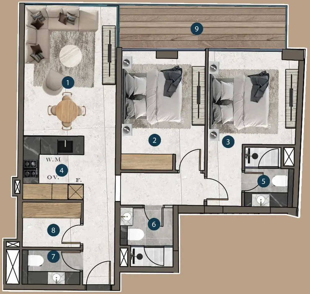 Mi Casa — планировка 2 BR Type E