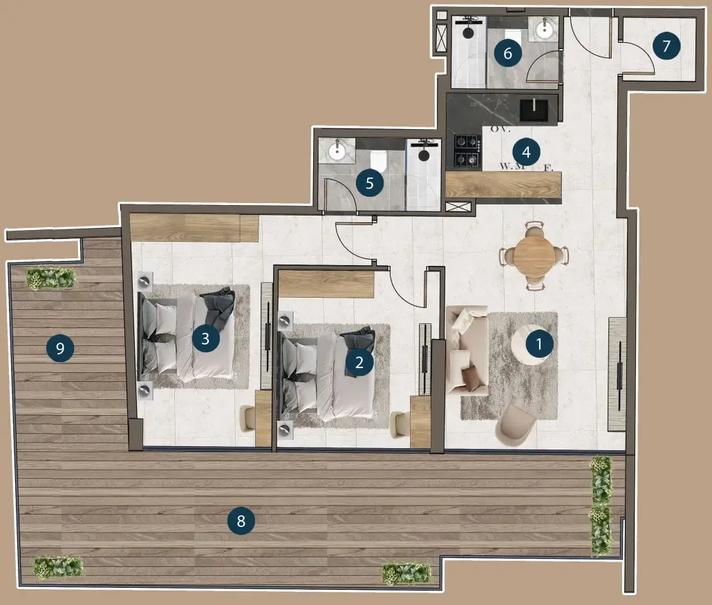 Mi Casa — планировка 2 BR Type F