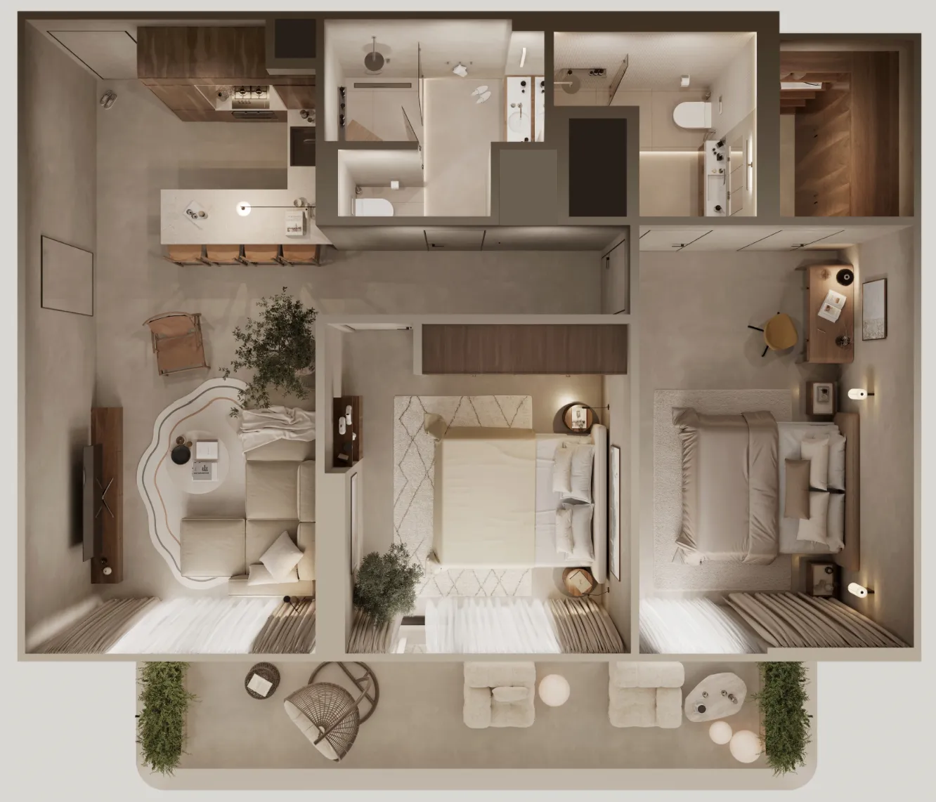 Oak Yard — планировка 2 BR Type A