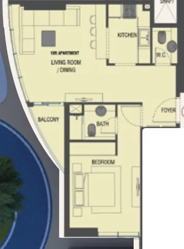Red Square — планировка 1 BR Type A
