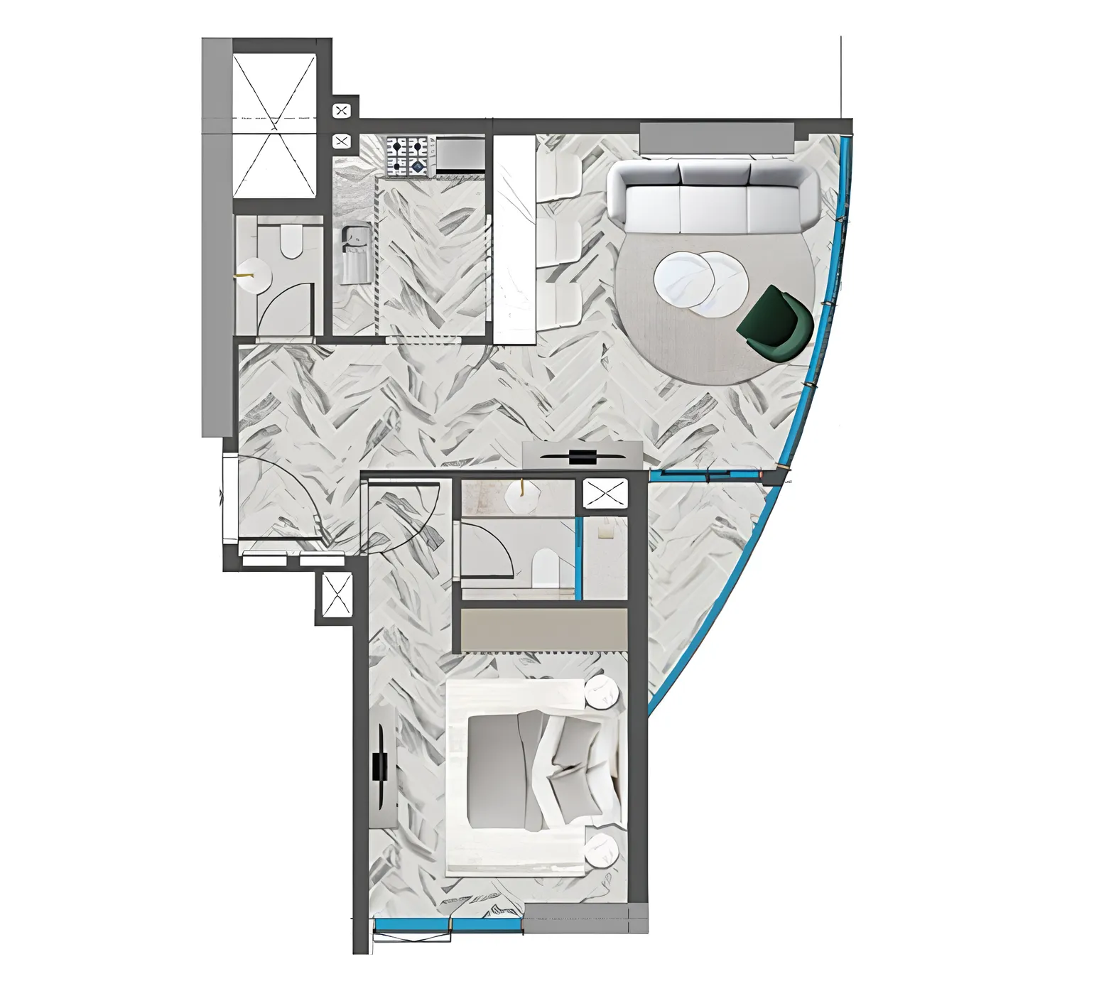 Red Square — планировка 1 BR Type B