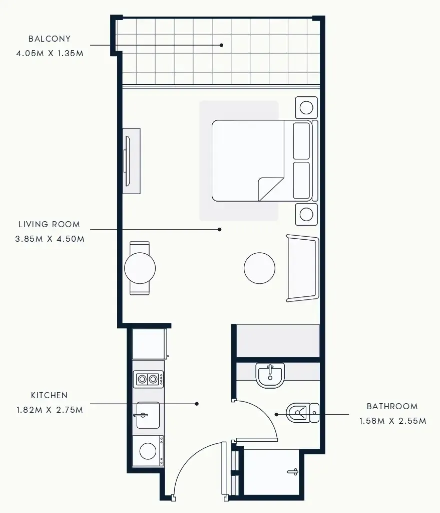 Riviera Beach Front — планировка 0 BR Type J