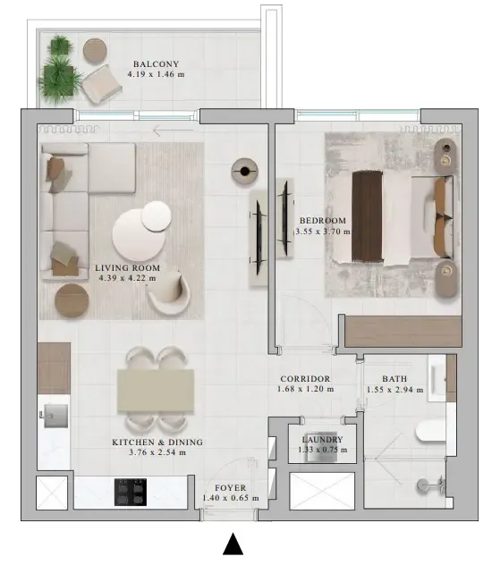 Rosehill — планировка 1 BR Type A
