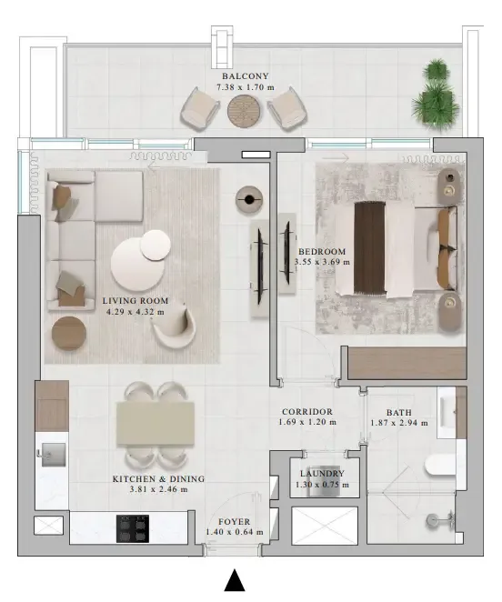 Rosehill — планировка 1 BR Type B