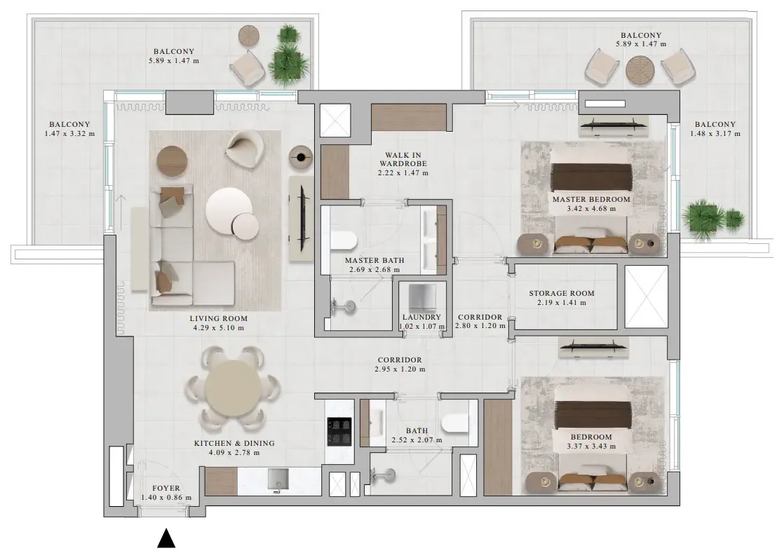 Rosehill — планировка 2 BR Type C