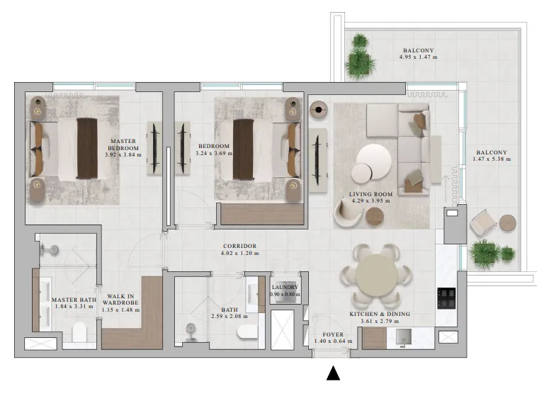 Rosehill — планировка 2 BR Type A