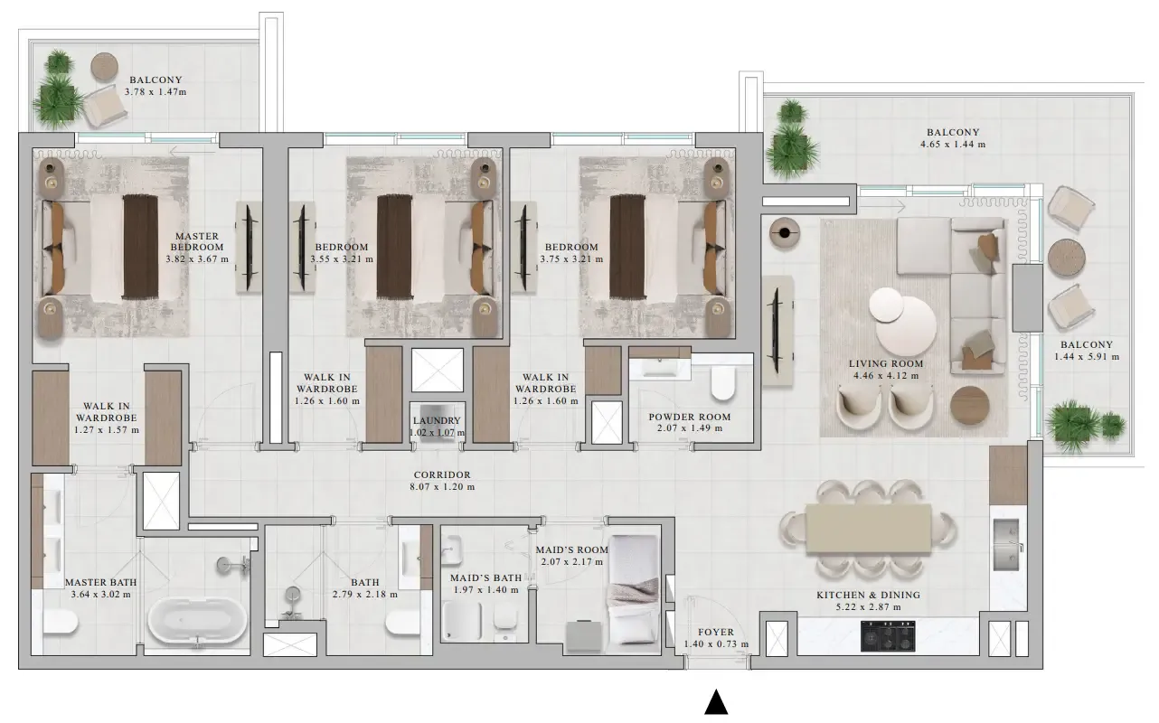 Rosehill — планировка 3 BR Type A