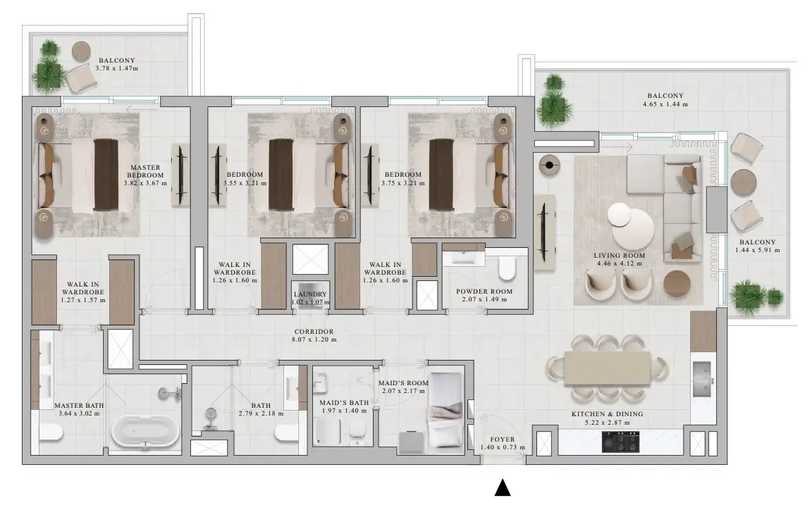 Rosehill — планировка 3 BR Type B