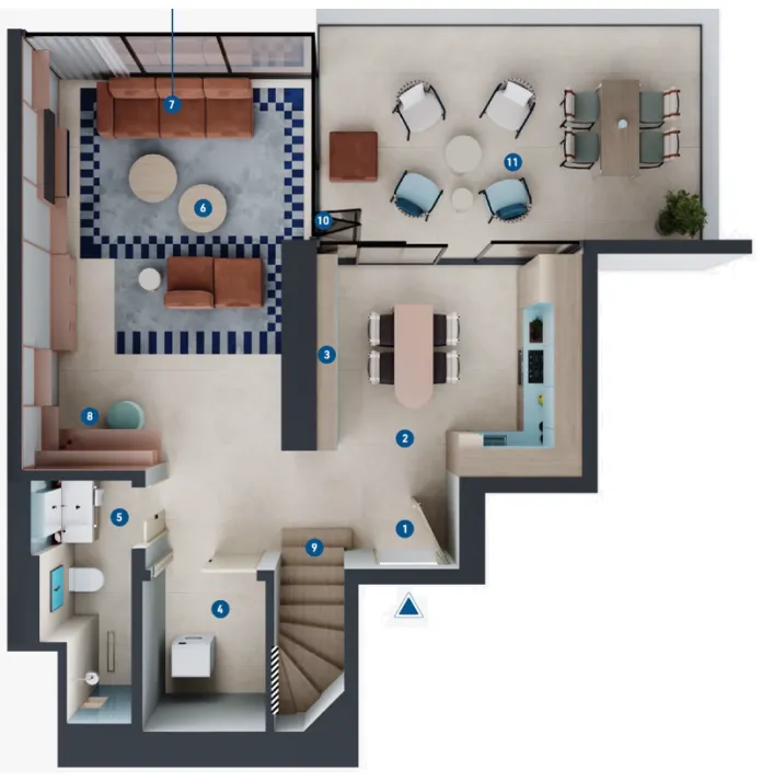 Rove Home Dubai Marina — планировка 1 BR Type A