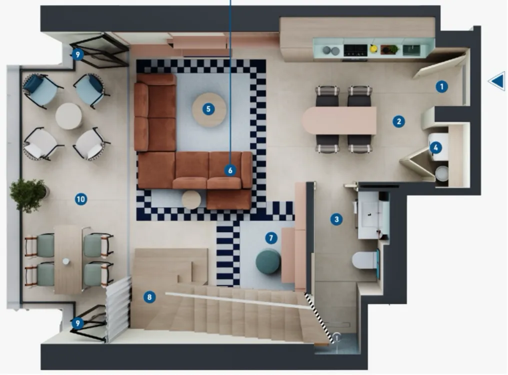 Rove Home Dubai Marina — планировка 1 BR Type C