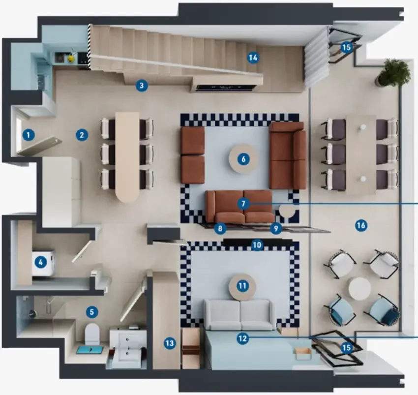 Rove Home Dubai Marina — планировка 2 BR Type A