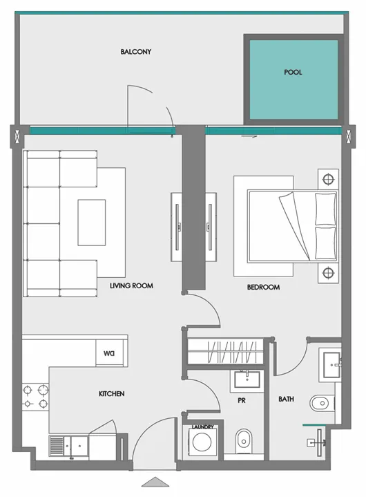 Samana Boulevard Heights — планировка 1BR Type 3