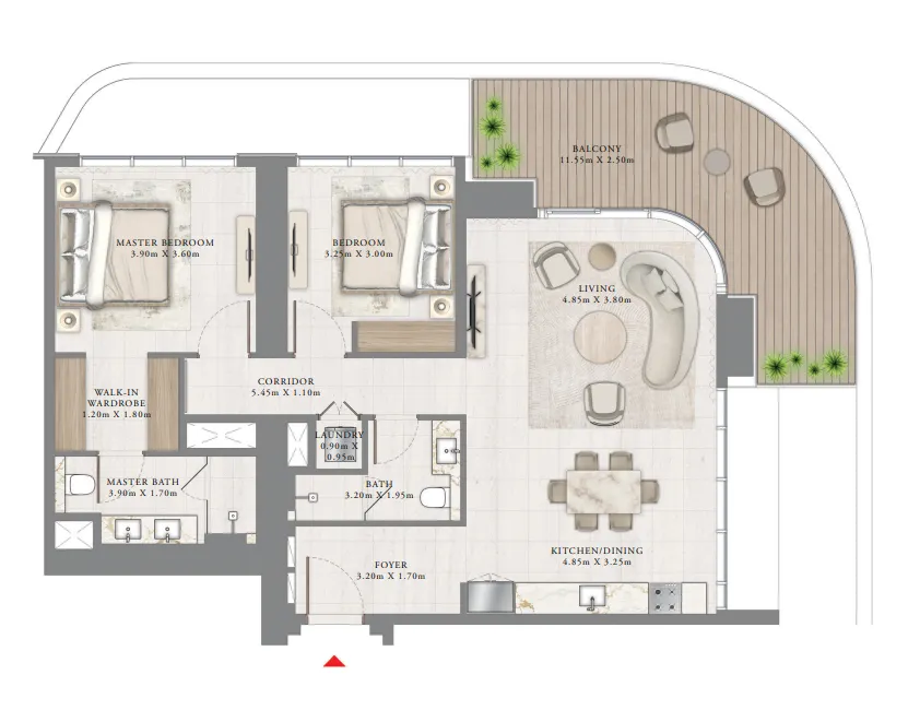 Seapoint — планировка 2 BR Type C
