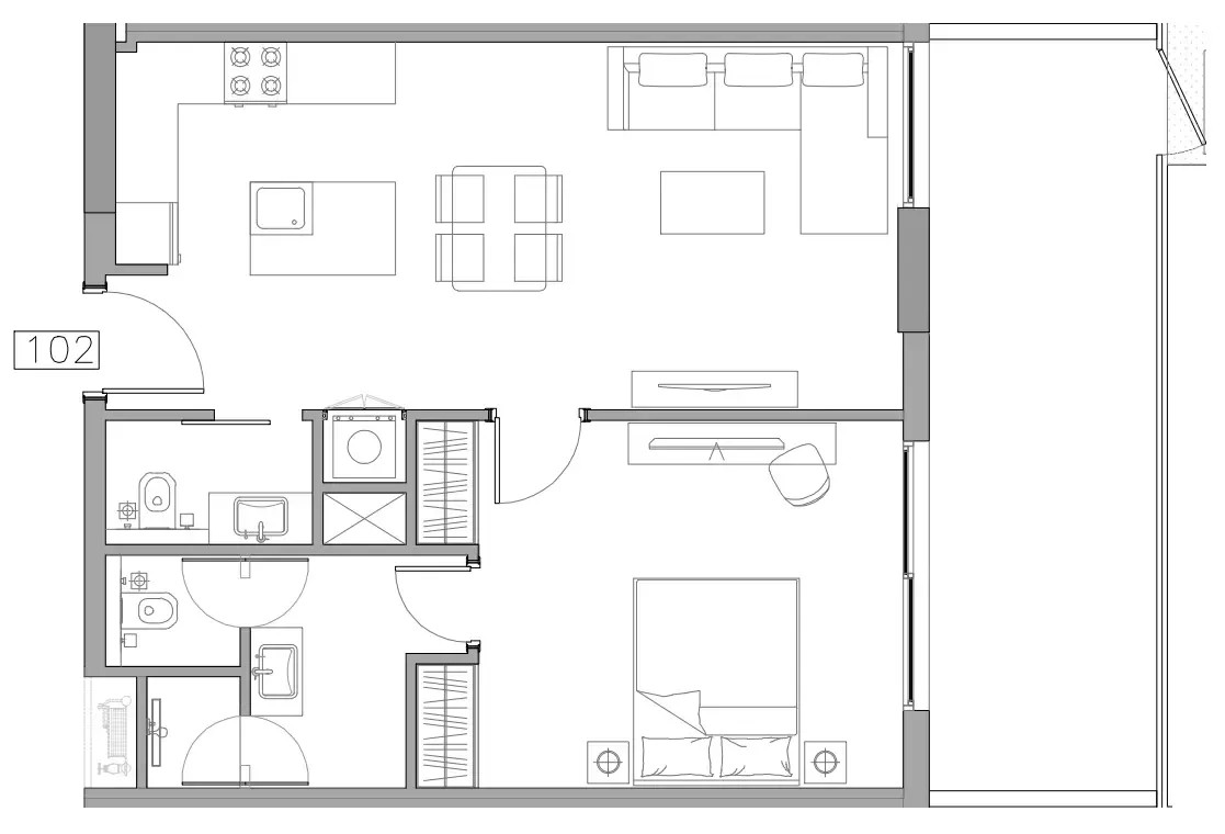 Trevino — планировка 1 BR Type A