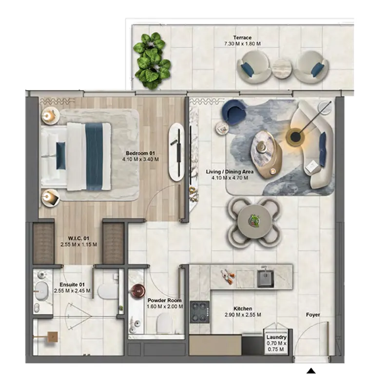 Soulever by Beyond — планировка 1BR Type B2