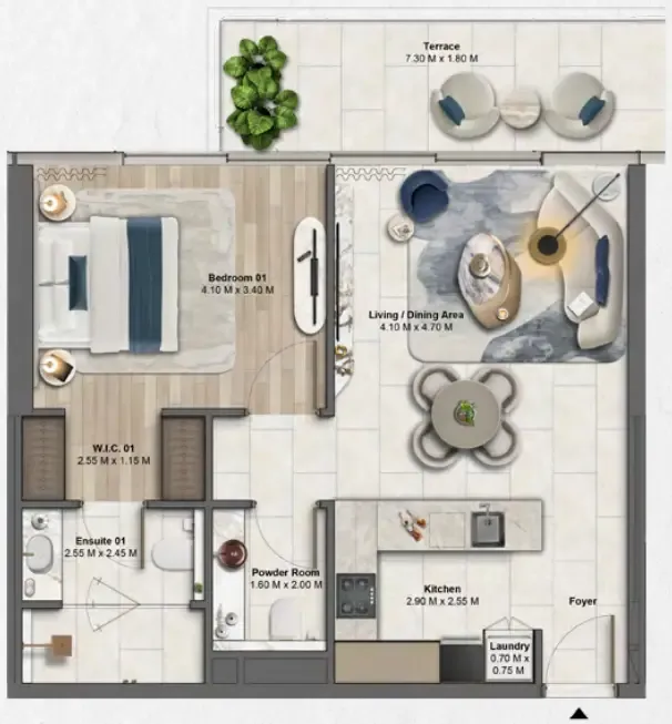 Soulever by Beyond — планировка 1 BR Type AH
