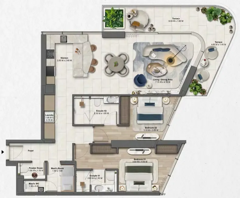 Soulever by Beyond — планировка 2 BR Type R
