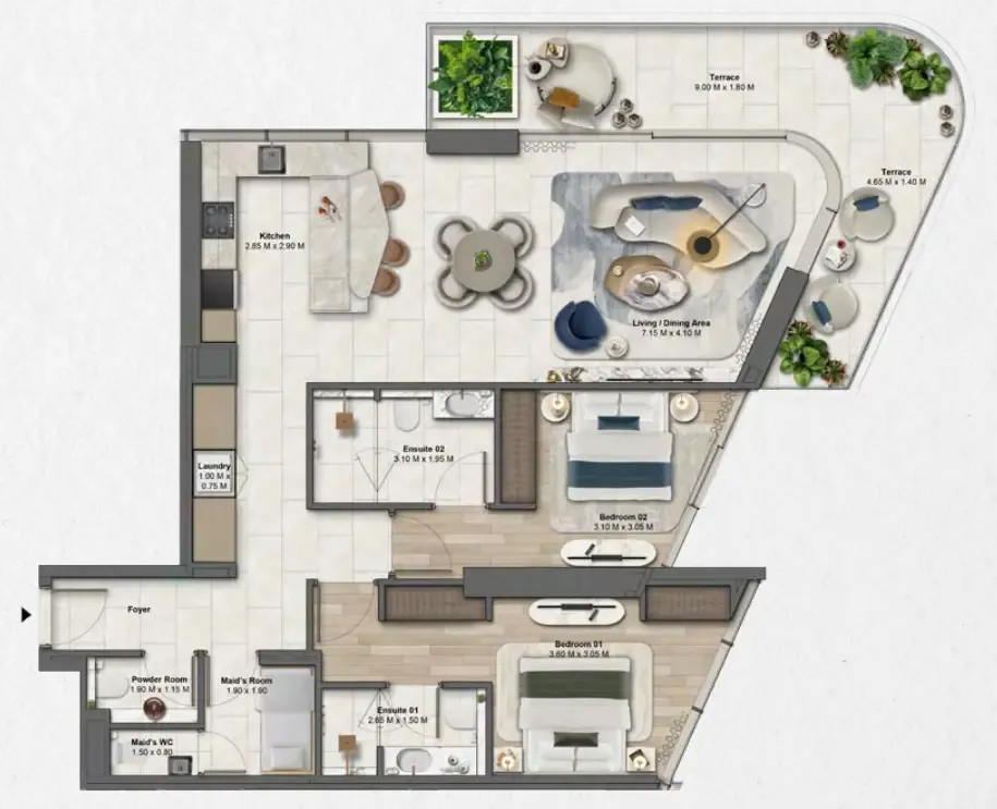 Soulever by Beyond — планировка 2 BR Type AG