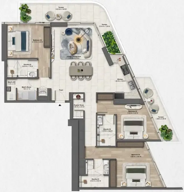 Soulever by Beyond — планировка 3 BR Type H