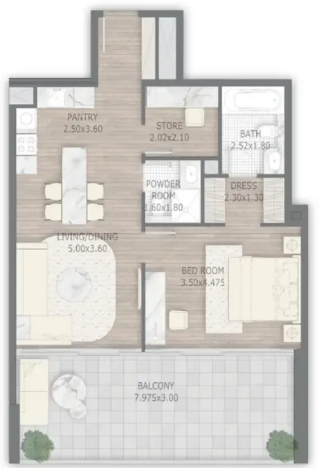 Stamn One — планировка 1 BR Type C