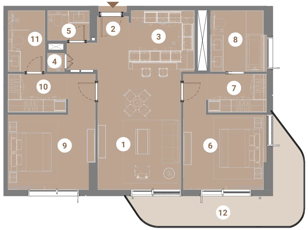 Takaya — планировка 2BR Type 1A