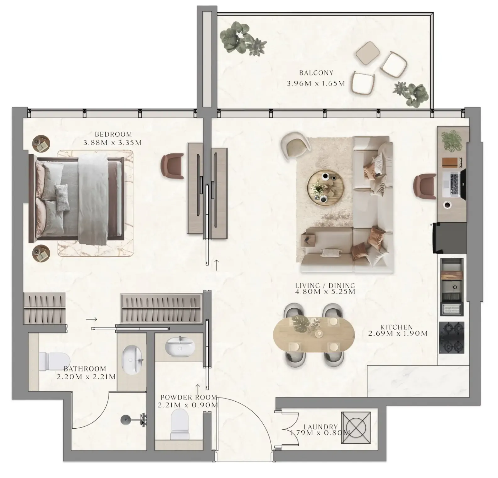 The Collection at Taiyo — планировка 1 BR Type AF
