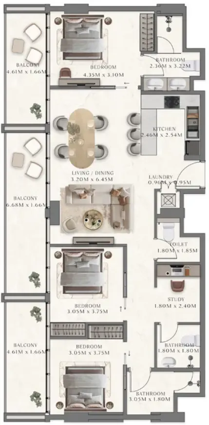 The Collection at Taiyo — планировка 3 BR Type D