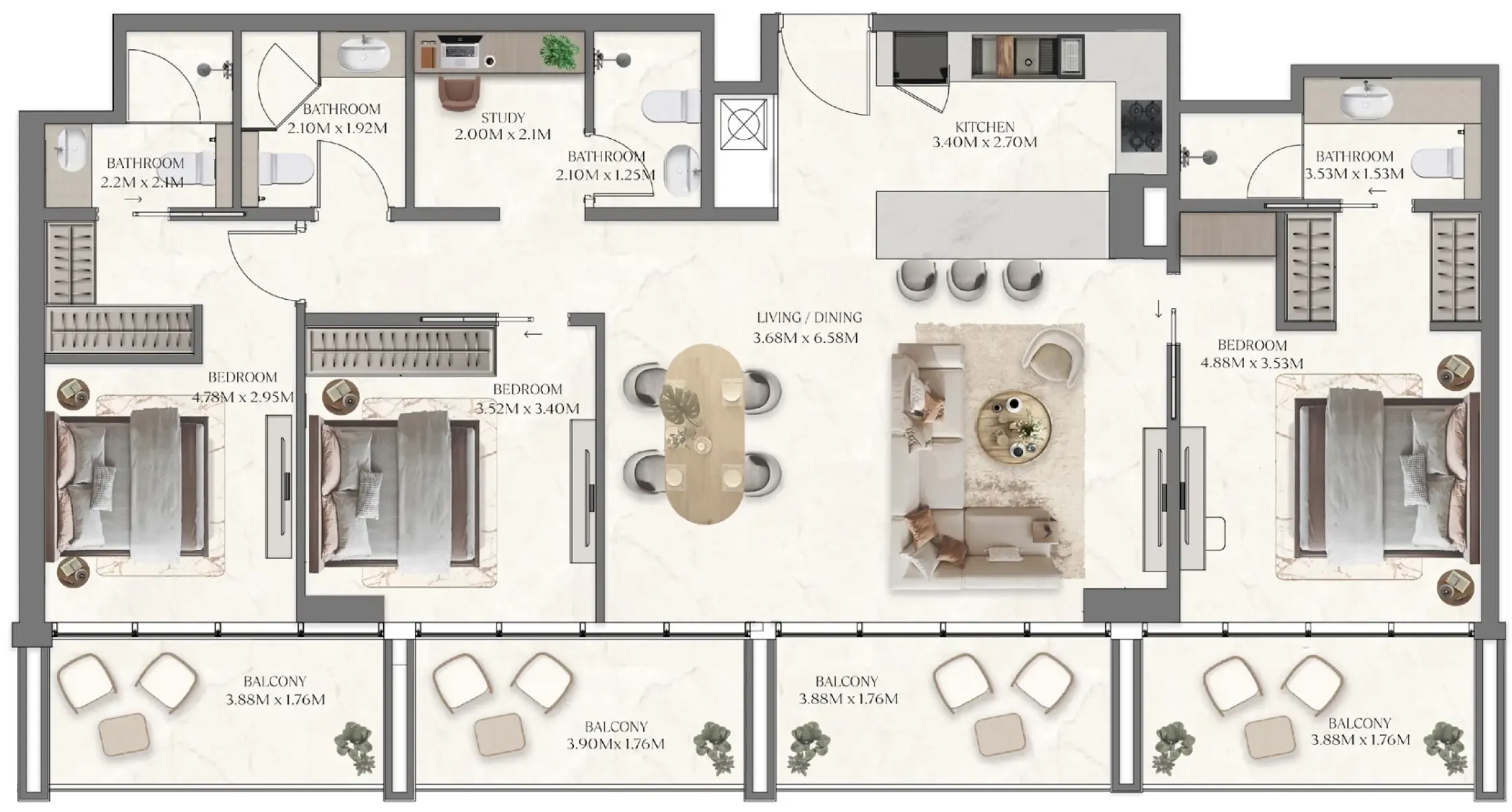 The Collection at Taiyo — планировка 3 BR Type E