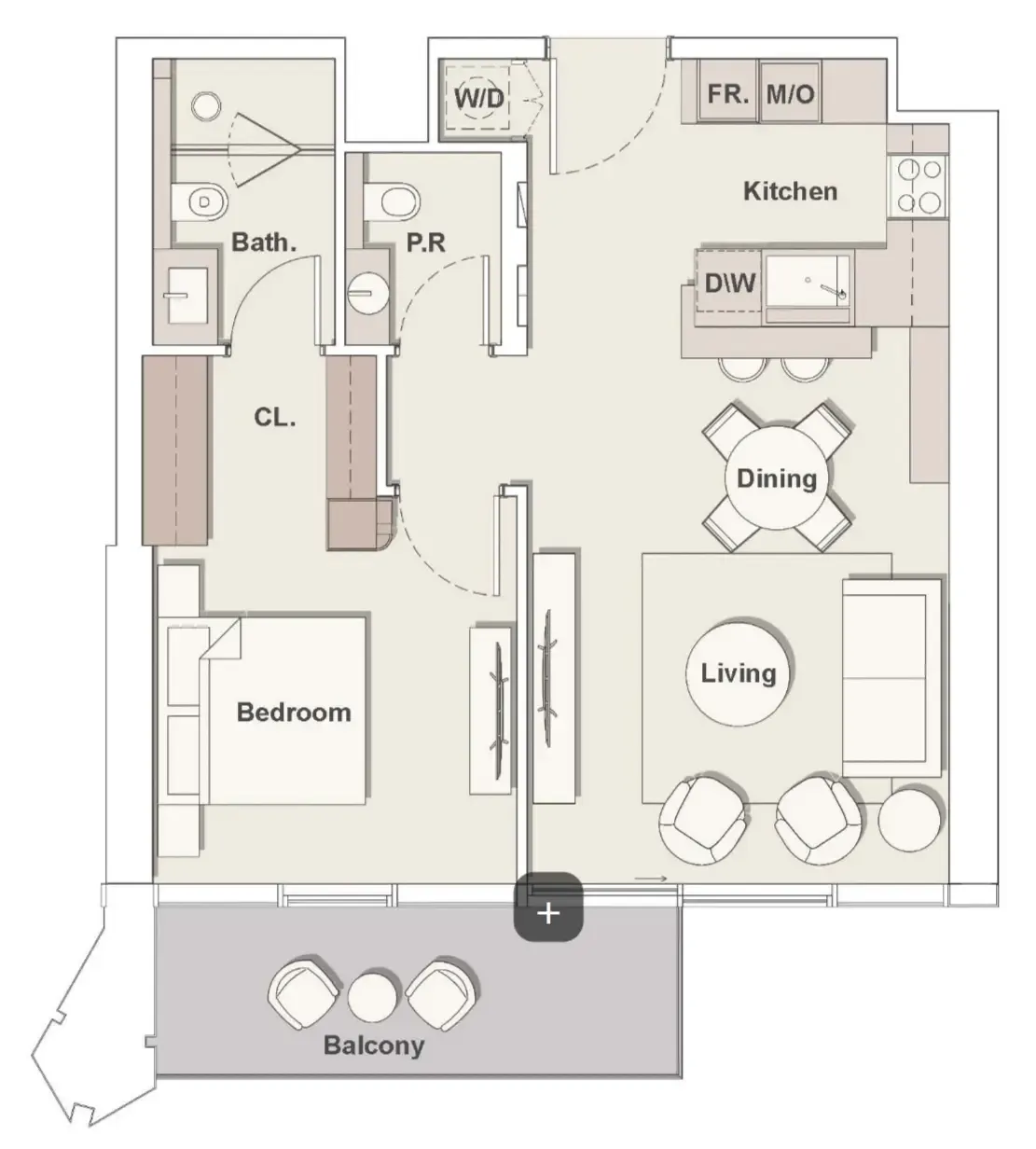 The Highgrove — планировка 1 BR Type F