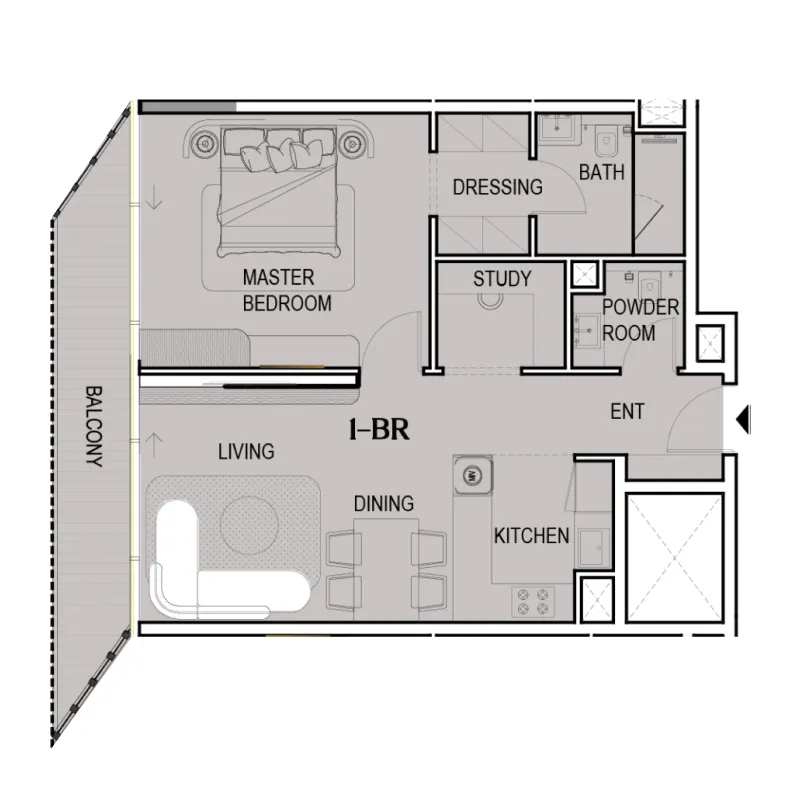 Tresora by Wadan — планировка 1 BR Type B