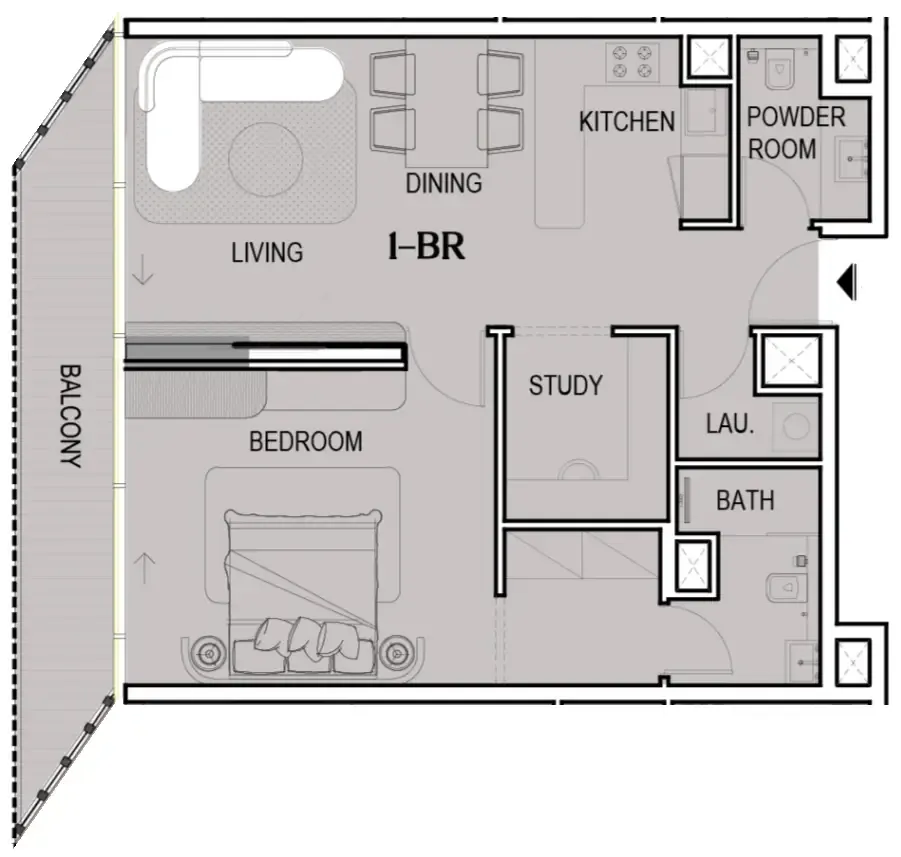 Tresora by Wadan — планировка 1 BR Type K