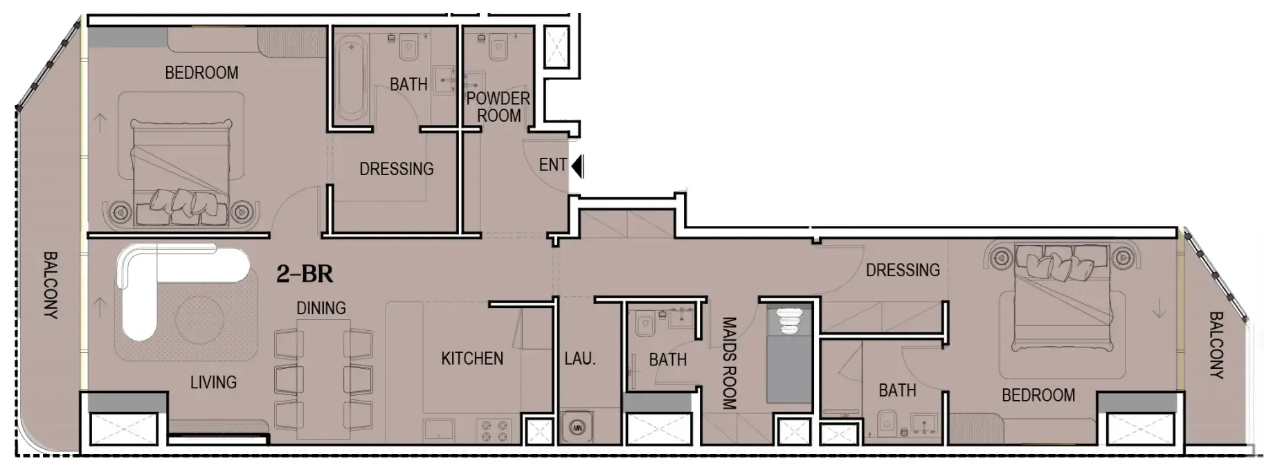 Tresora by Wadan — планировка 2 BR Type F
