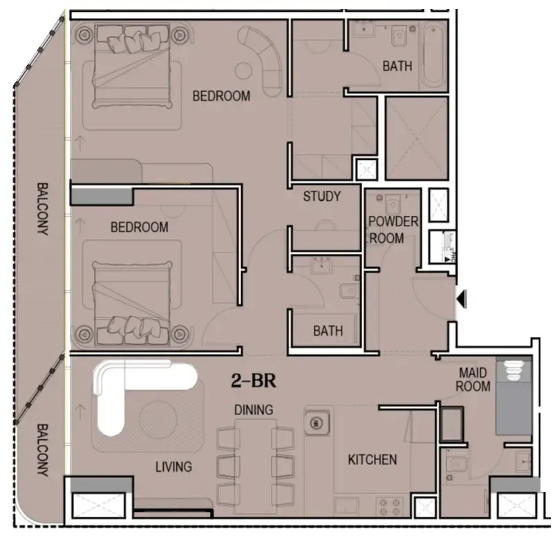 Tresora by Wadan — планировка 2 BR Type E