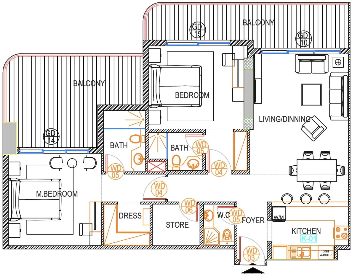 Urban Life — планировка 2 BR Type E