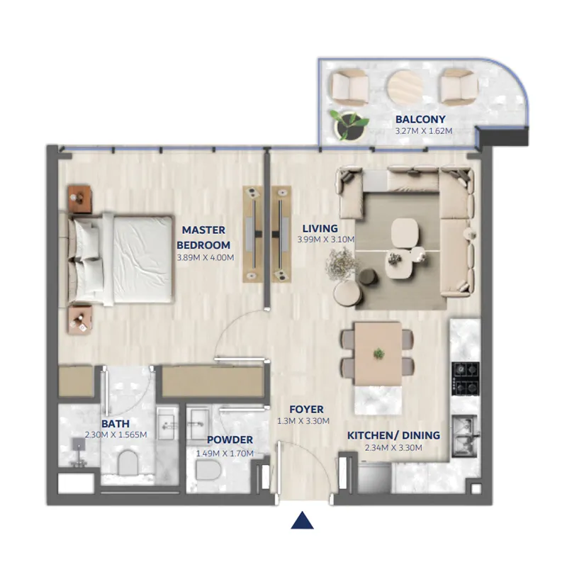 Vedaire Residences — планировка 1br_Gleam_4th