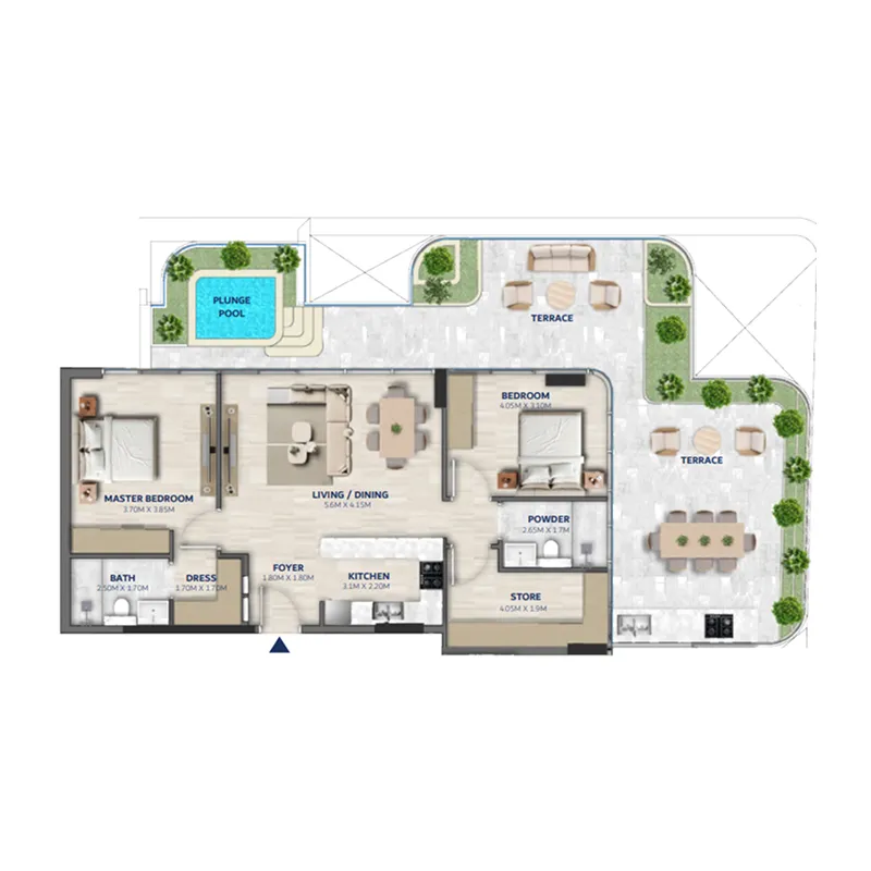 Vedaire Residences — планировка 2br_Vesta_5th