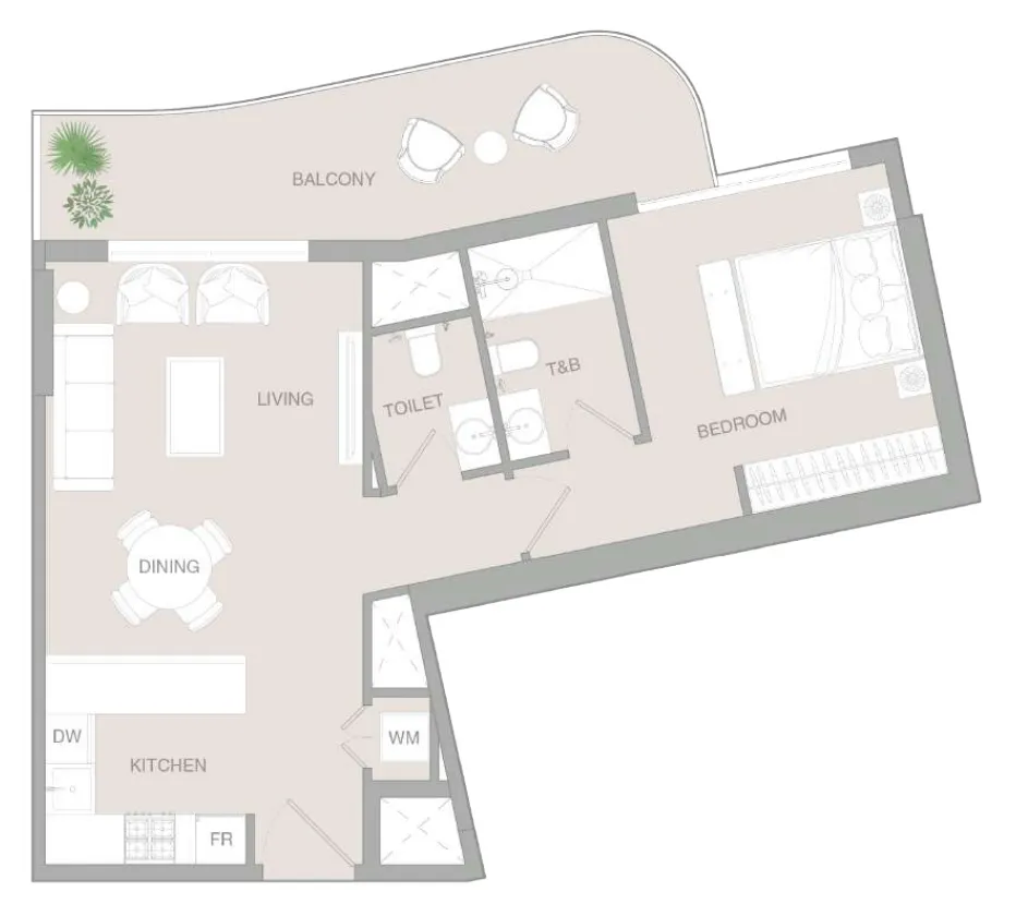 VERDAN1A 3 — планировка 1 BR Type G